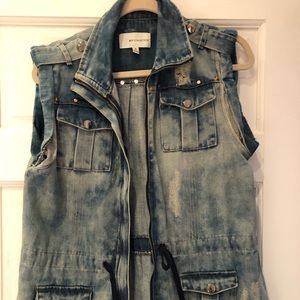 Distressed Studded Denim Vest